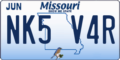 MO license plate NK5V4R