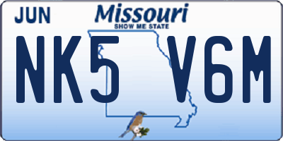 MO license plate NK5V6M