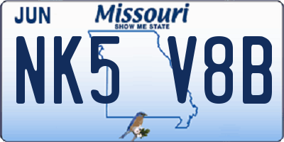MO license plate NK5V8B