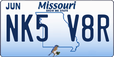 MO license plate NK5V8R