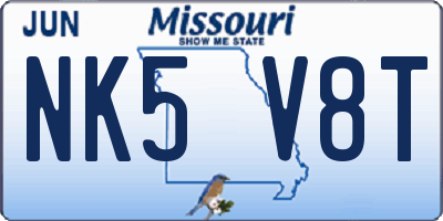MO license plate NK5V8T