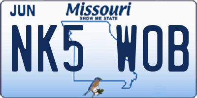 MO license plate NK5W0B