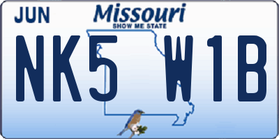 MO license plate NK5W1B
