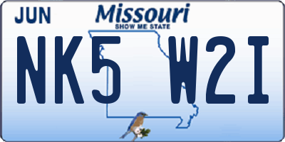 MO license plate NK5W2I