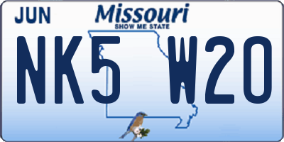 MO license plate NK5W2O