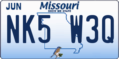 MO license plate NK5W3Q