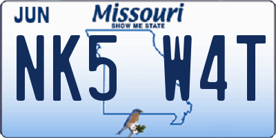 MO license plate NK5W4T