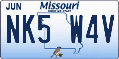 MO license plate NK5W4V