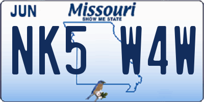 MO license plate NK5W4W