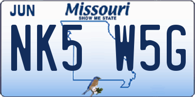 MO license plate NK5W5G