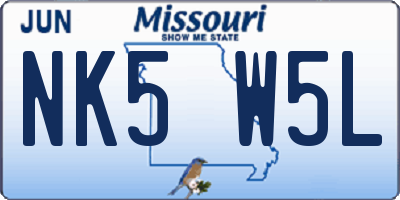MO license plate NK5W5L