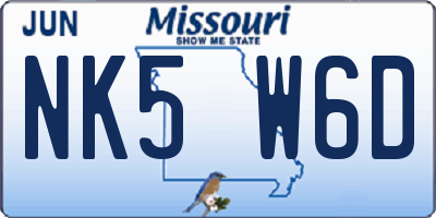 MO license plate NK5W6D