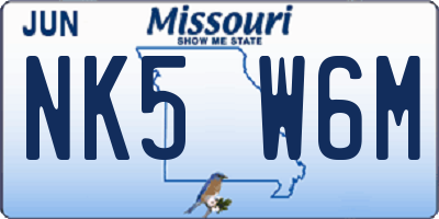 MO license plate NK5W6M