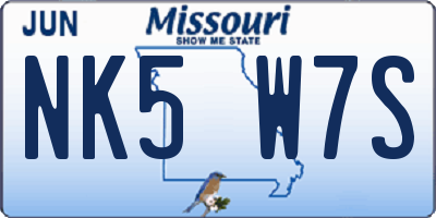 MO license plate NK5W7S