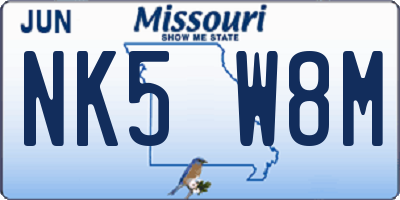 MO license plate NK5W8M
