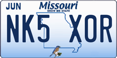 MO license plate NK5X0R