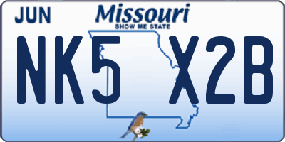 MO license plate NK5X2B