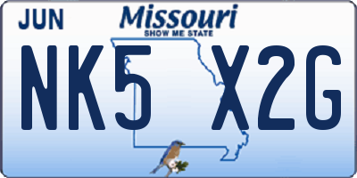 MO license plate NK5X2G