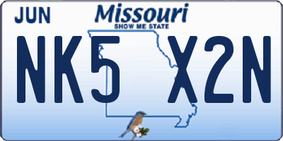 MO license plate NK5X2N