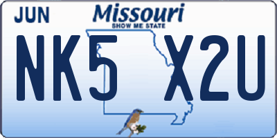 MO license plate NK5X2U