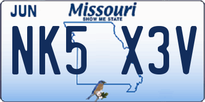 MO license plate NK5X3V