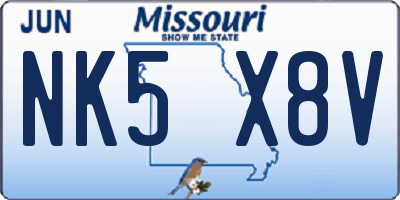 MO license plate NK5X8V