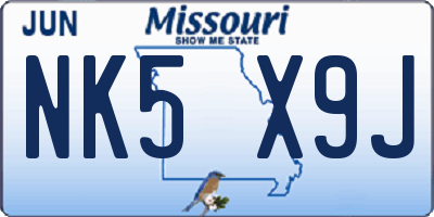 MO license plate NK5X9J
