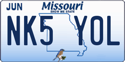 MO license plate NK5Y0L