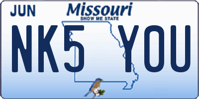 MO license plate NK5Y0U