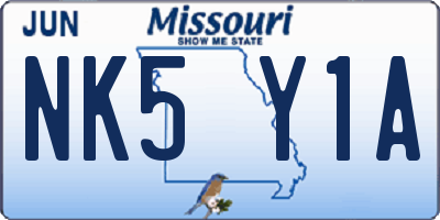 MO license plate NK5Y1A