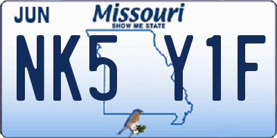 MO license plate NK5Y1F