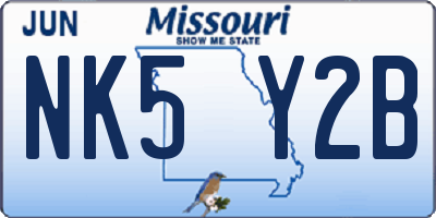 MO license plate NK5Y2B