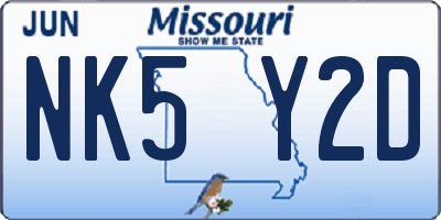 MO license plate NK5Y2D
