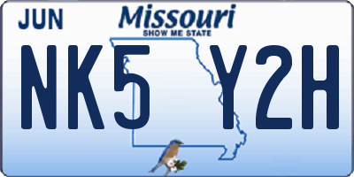 MO license plate NK5Y2H