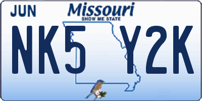 MO license plate NK5Y2K