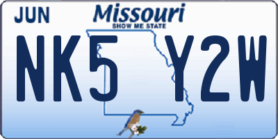 MO license plate NK5Y2W