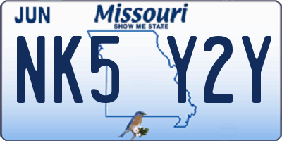 MO license plate NK5Y2Y