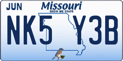 MO license plate NK5Y3B
