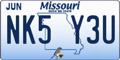 MO license plate NK5Y3U