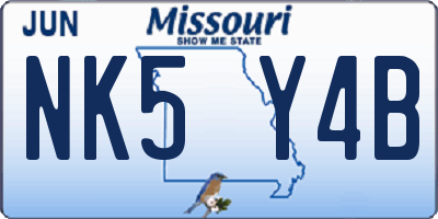 MO license plate NK5Y4B