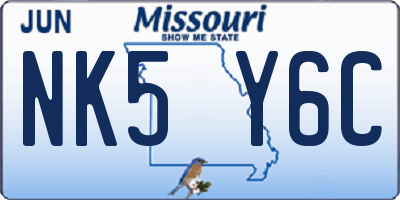 MO license plate NK5Y6C