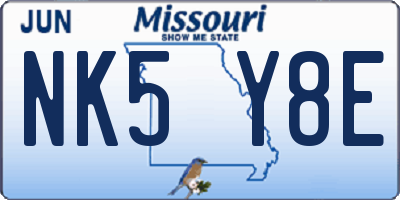 MO license plate NK5Y8E
