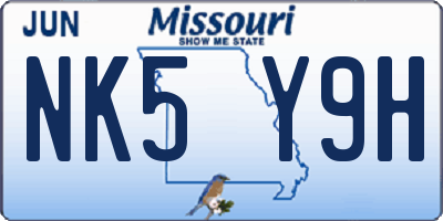 MO license plate NK5Y9H