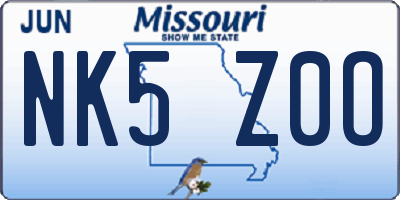 MO license plate NK5Z0O