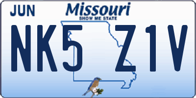 MO license plate NK5Z1V