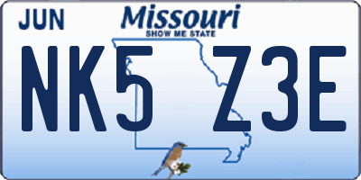 MO license plate NK5Z3E