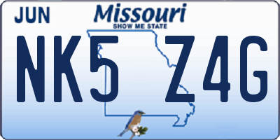 MO license plate NK5Z4G