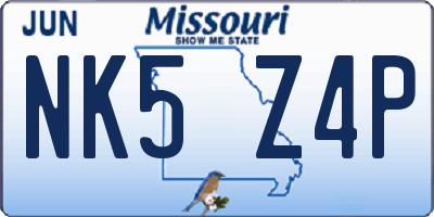 MO license plate NK5Z4P