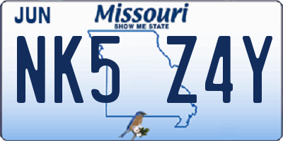 MO license plate NK5Z4Y