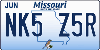 MO license plate NK5Z5R